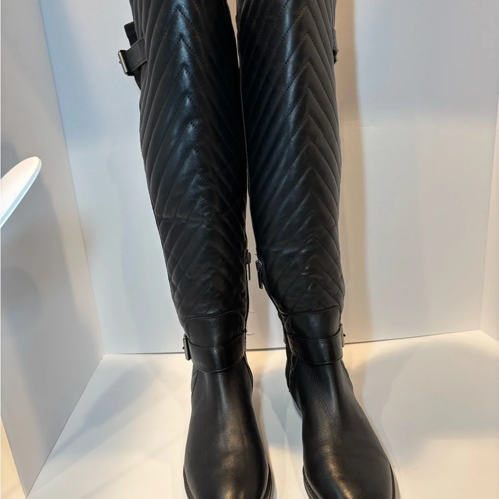 Vince Camuto Black Over the Knee Boots Quilted Design